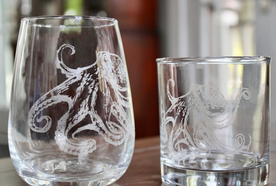 Octopus Engraved Glasses