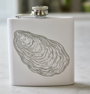 Oyster Engraved Stainless Steel Flask - 6 oz.