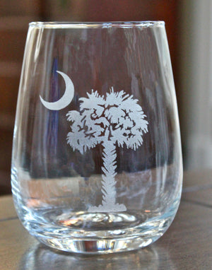 Palmetto & Crescent Moon Engraved Glasses