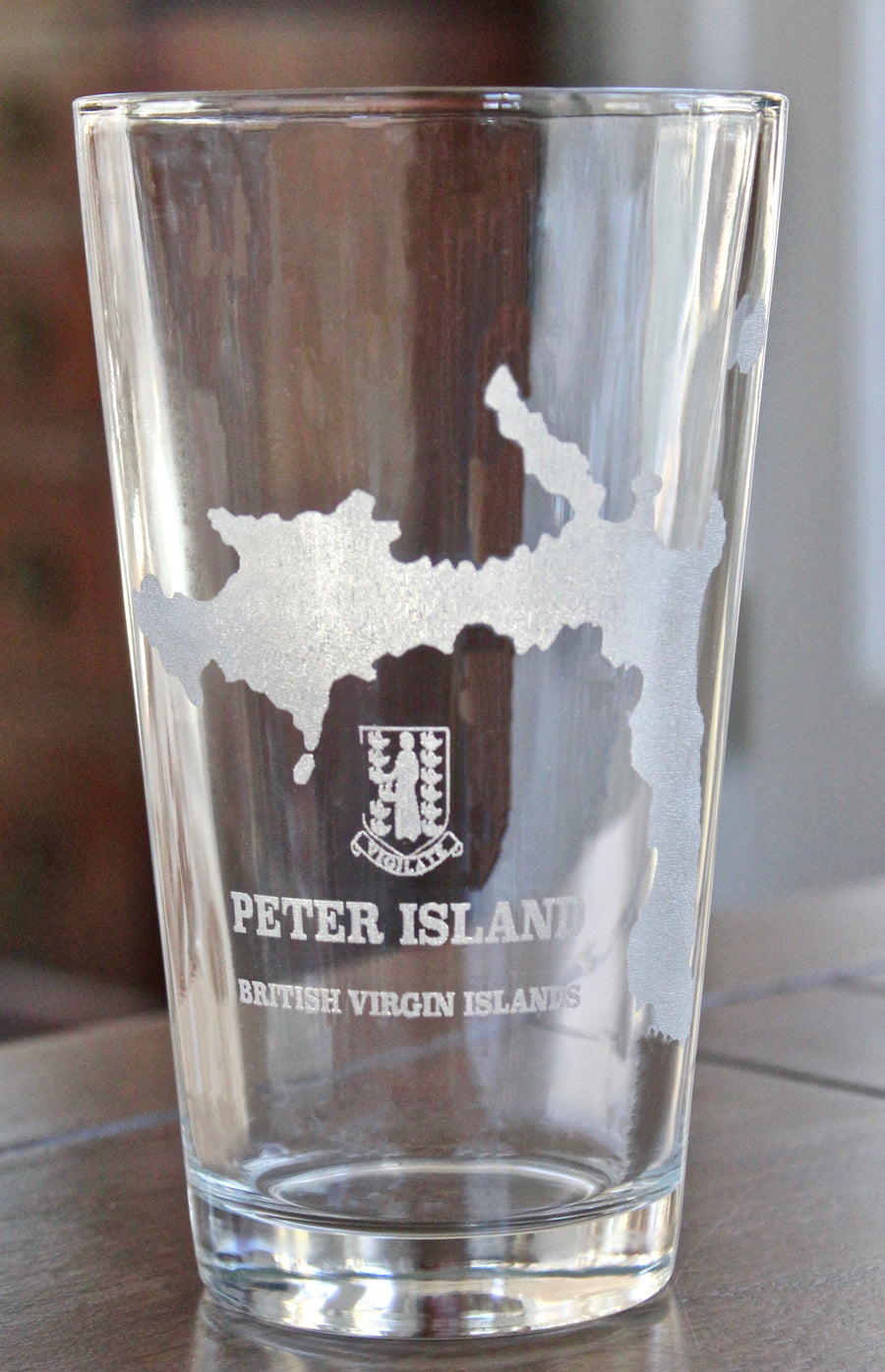 Peter Island BVI Map Engraved Glasses