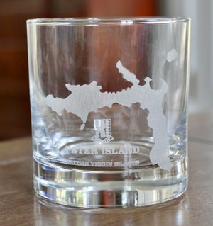 Peter Island BVI Map Engraved Glasses