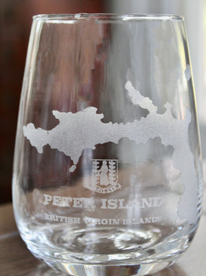 Peter Island BVI Map Engraved Glasses