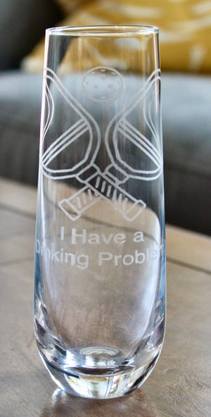 Pickleball Engraved Glasses - "I Have a Dinking Problem"