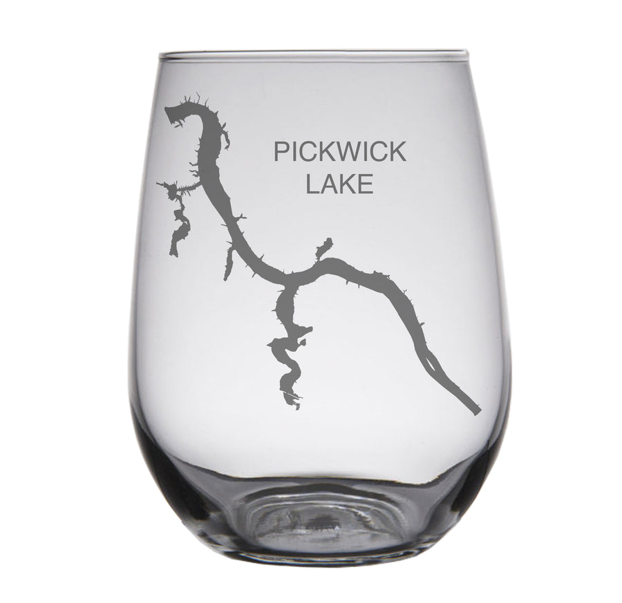 Pickwick Lake, AL Engraved Map Glasses