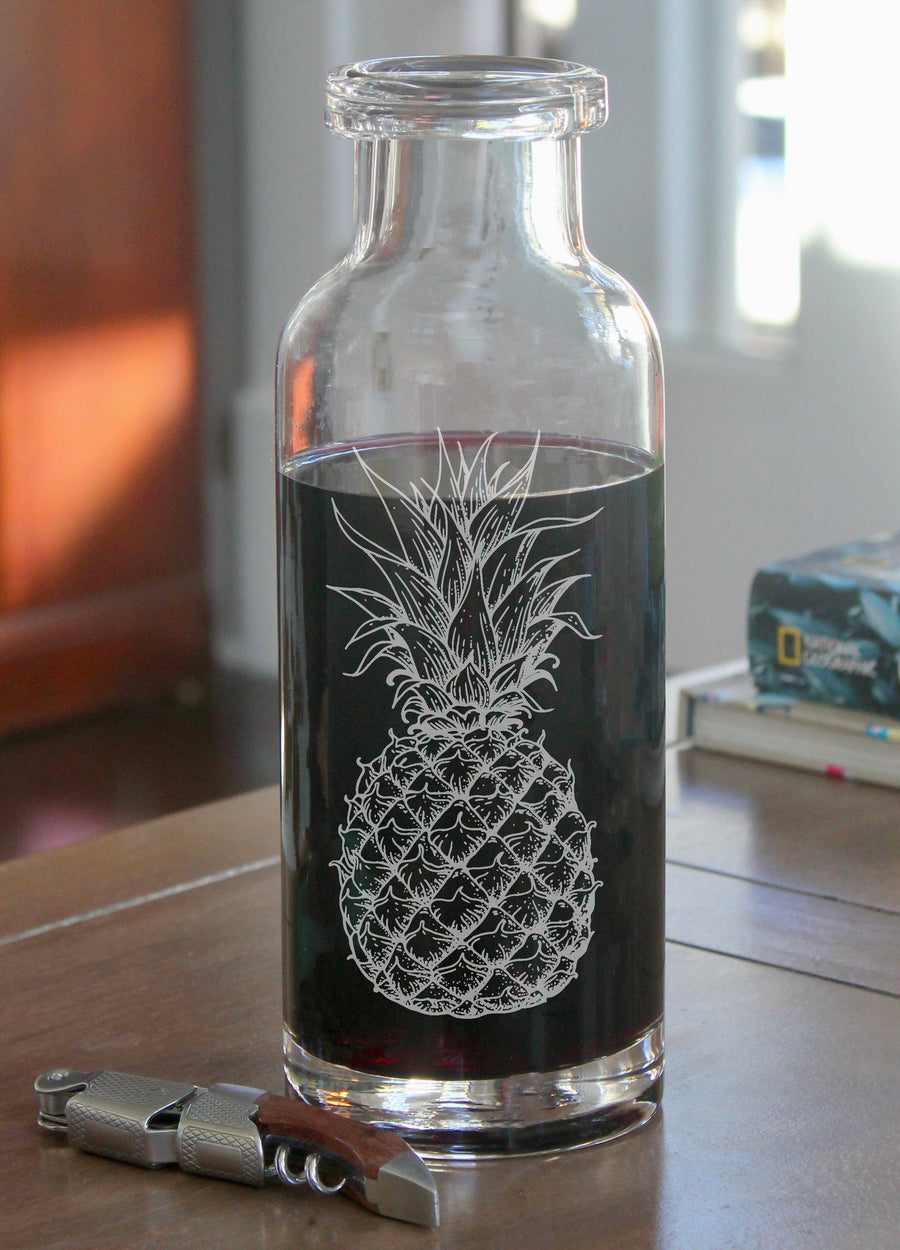 Pineapple Engraved Glass Carafe