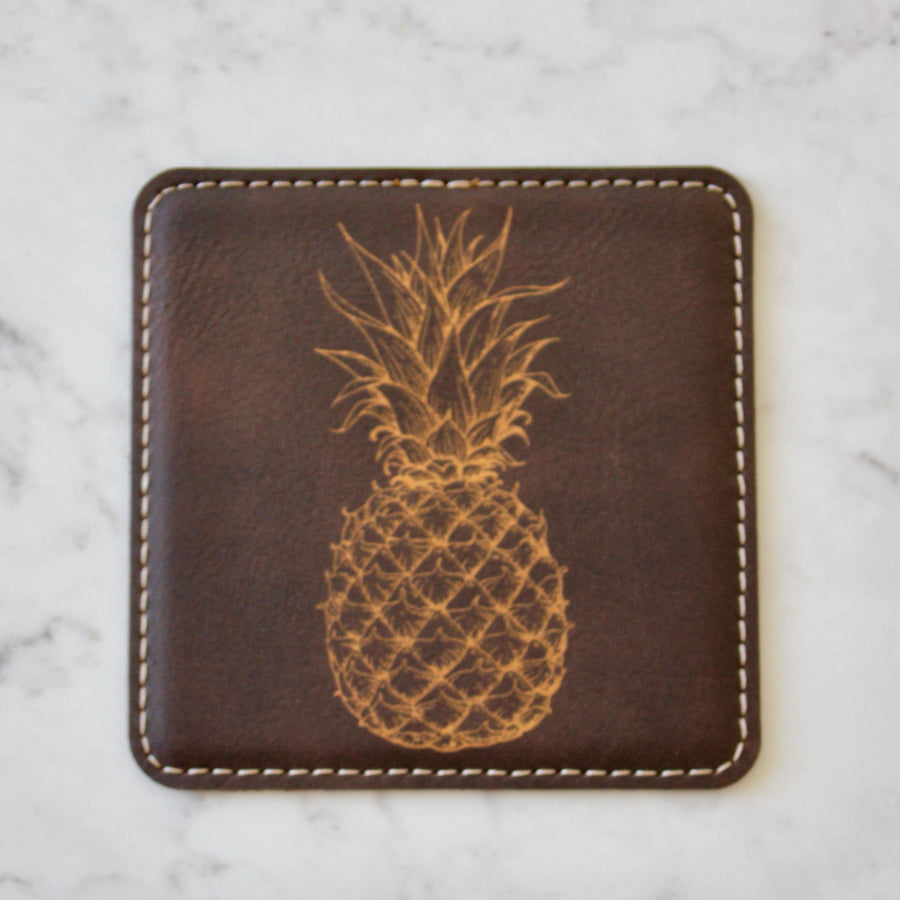 Pineapple Coaster Set (Slate or Leatherette)