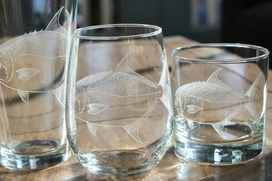 Pompano Engraved Glasses