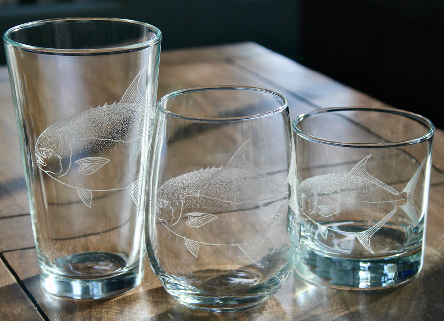 Pompano Engraved Glasses