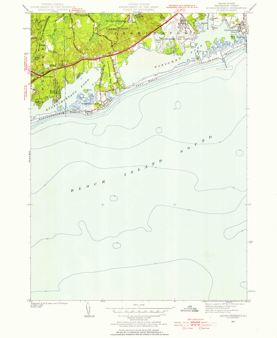 Quonochontaug (RI) Map - 1953