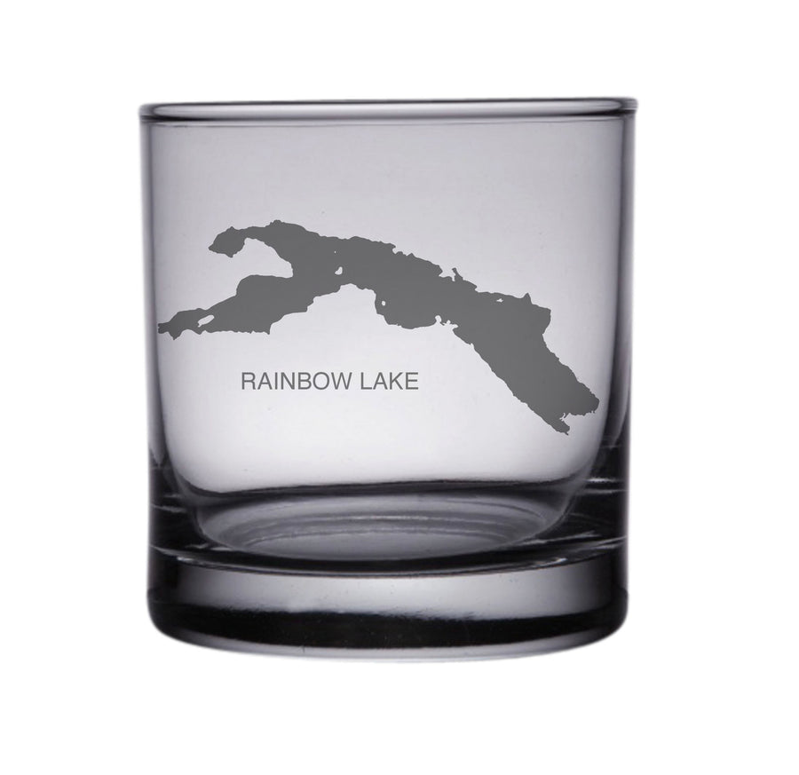 Rainbow Lake (Maine) Map Engraved Glasses