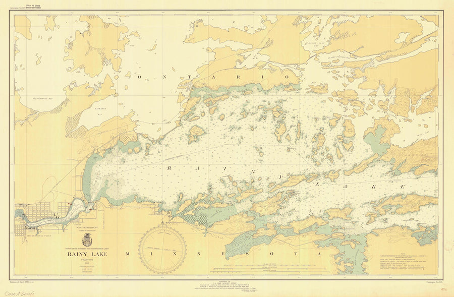 Rainy Lake Map 1936 - Nautical Chart Print - Paper | Canvas | Metal