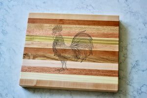 Rooster Engraved Wooden Serving Board & Bar Board