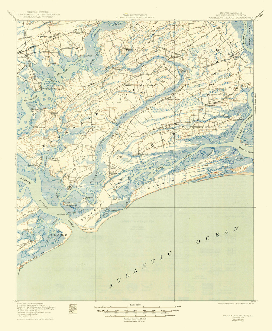 Wadmalaw Island Map South Carolina - 1944 - Nautical Chart Print