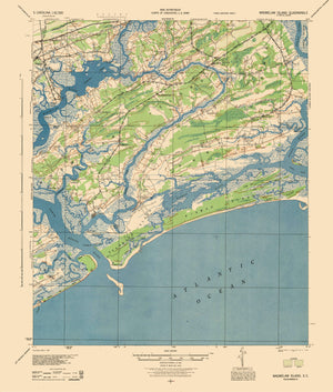 Wadmalaw Island Map South Carolina - 1945 - Nautical Chart Print