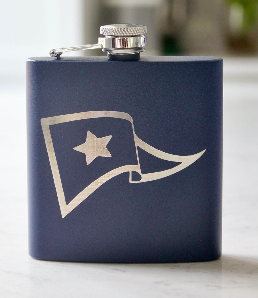 Custom Burgee Engraved Stainless Steel Flask - 6 oz.