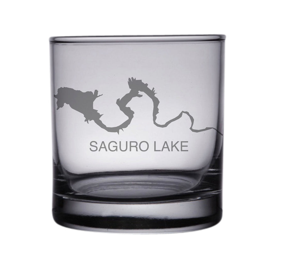 Saguro Lake (AZ) Map Engraved Glasses