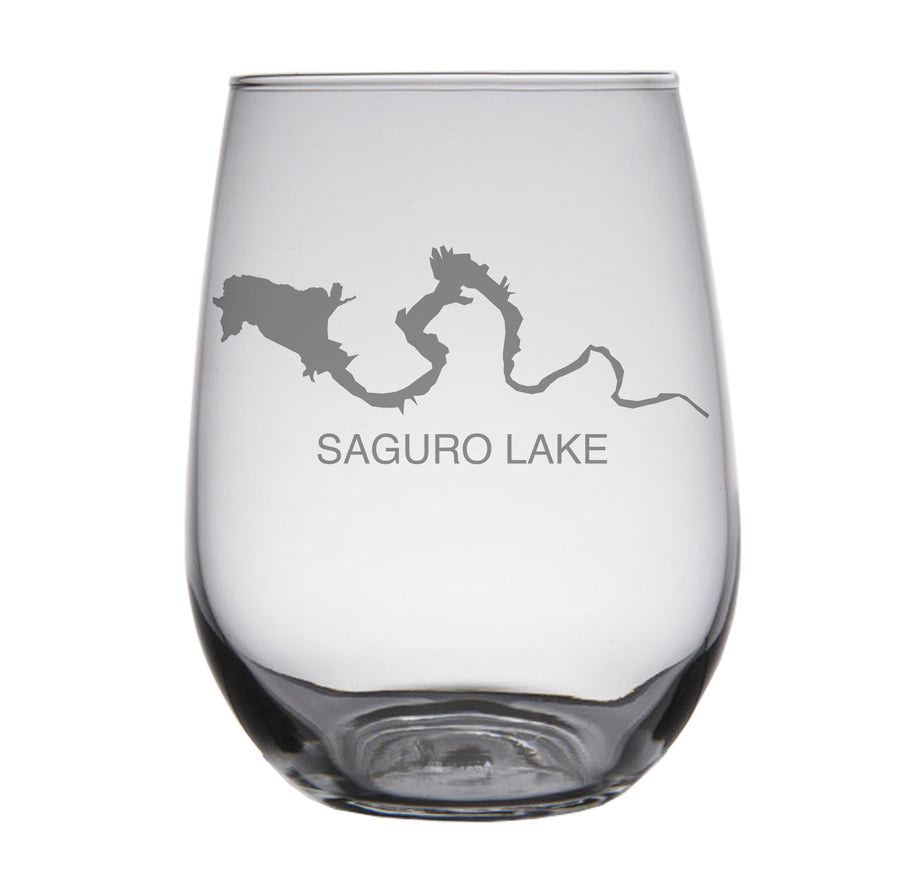 Saguro Lake (AZ) Map Engraved Glasses
