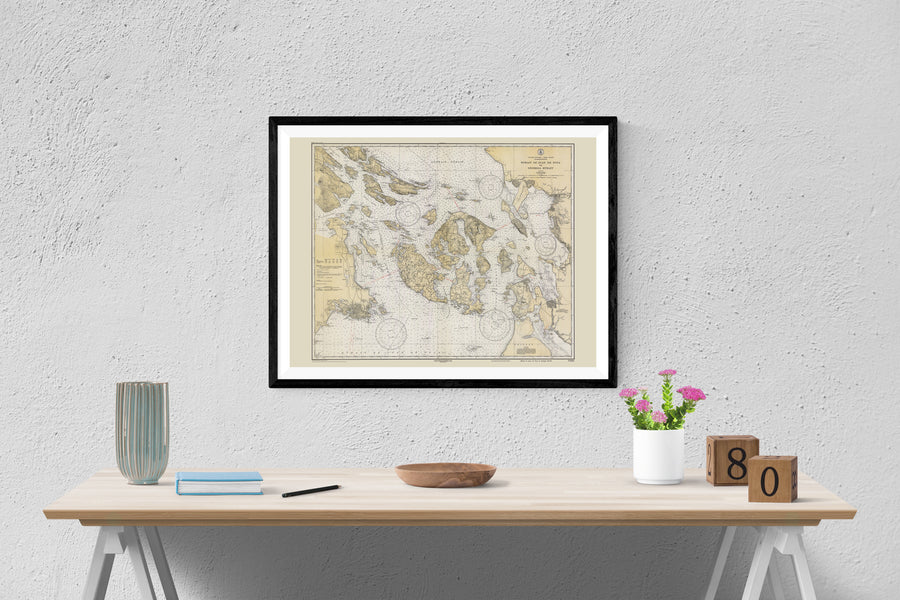 San Juan Islands Map - 1933 - Nautical Chart Print - Paper | Canvas | Metal