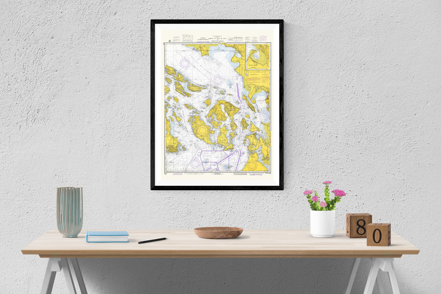 Strait ofJuan de Fuca - San Juan Islands Map - 1972 - Nautical Chart Print - Paper | Canvas | Metal