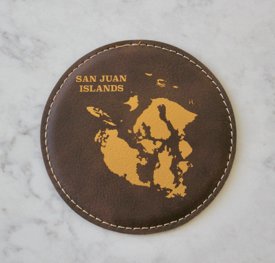 San Juan Islands Coaster Set (Slate or Leatherette)