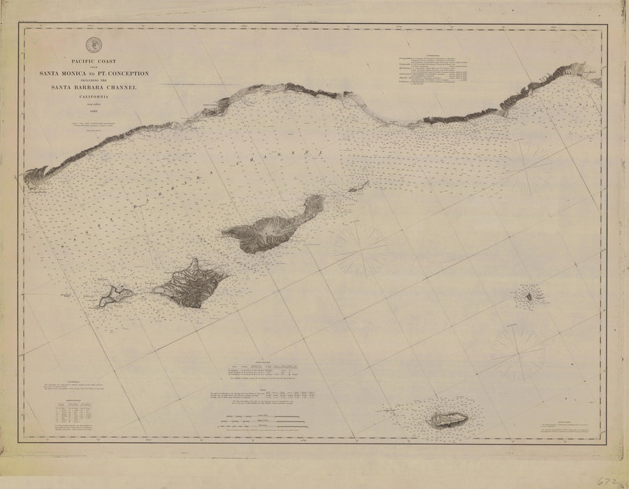 Santa Barbara Channel Historical Map 1882 - Nautical Chart Print - Paper | Canvas | Metal