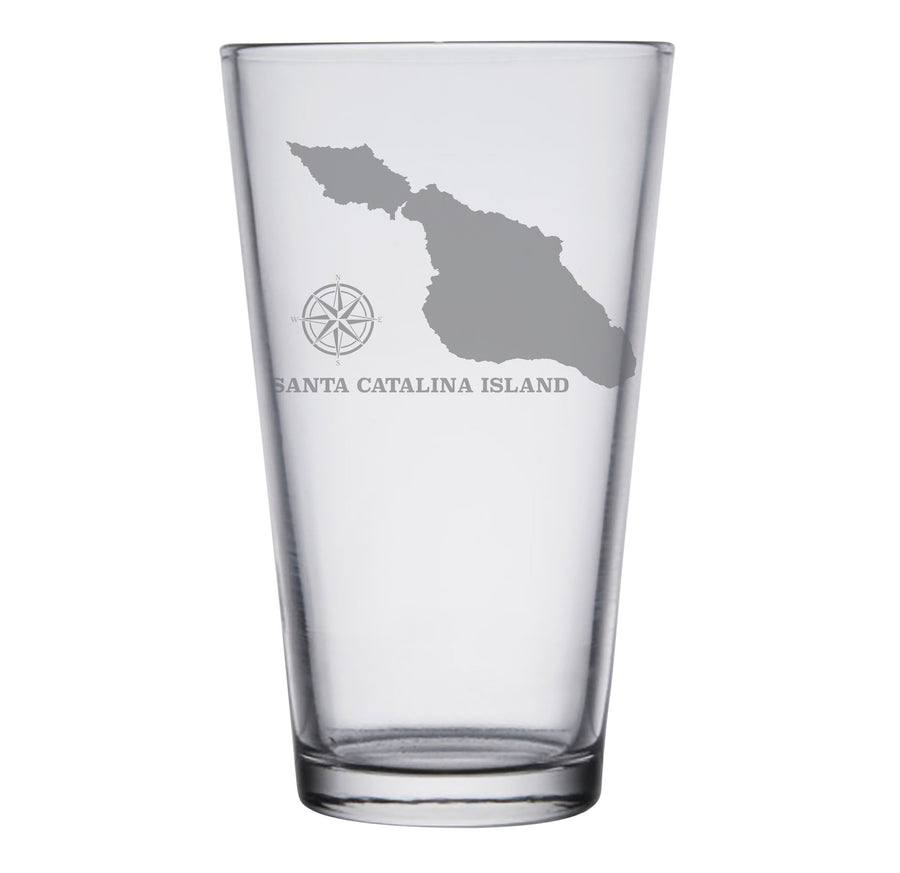 Santa Catalina Island Map Engraved Glasses