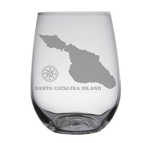 Santa Catalina Island Map Engraved Glasses