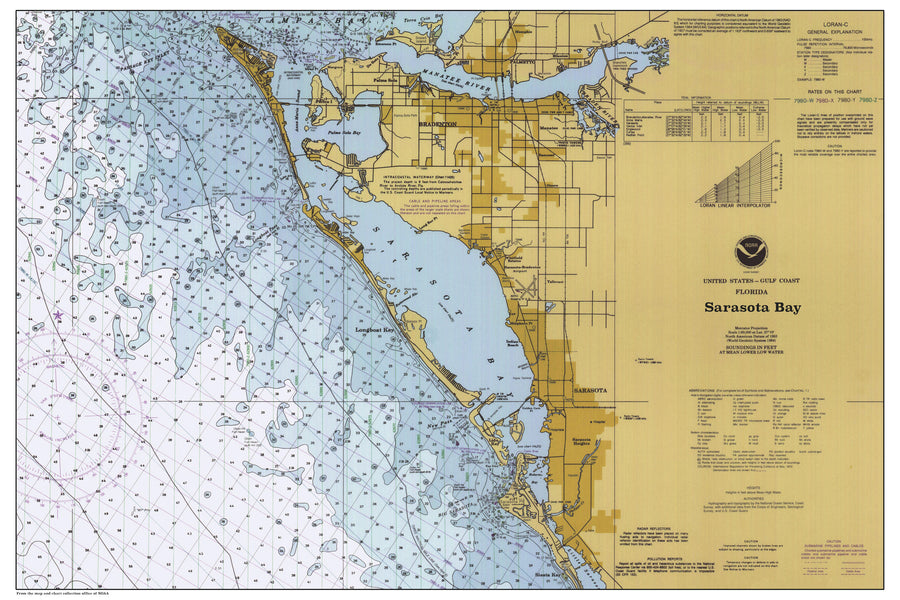 Sarasota Bay Map - 1996 - Nautical Chart Print - Paper | Canvas | Metal