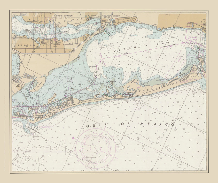 Sarasota Bay and Longboat Key Nautical Chart Sherpa Fleece Blanket
