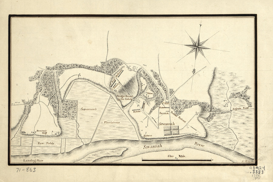 Historic Savannah Map - 1778
