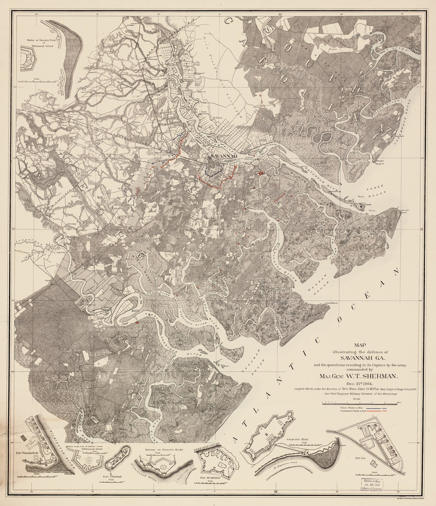 Defense of Savannah Map - 1862