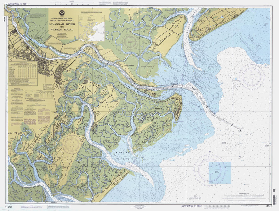 Savannah River & Wassaw Sound Map 1997 - Nautical Chart Print - Paper | Canvas | Metal