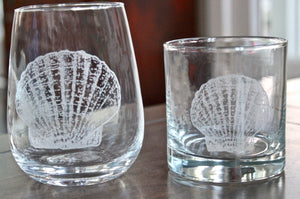 Scallop Shell Engraved Glasses