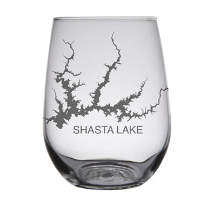 Shasta Lake (CA) Map Engraved Glasses