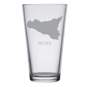 Sicily Map Engraved Glasses