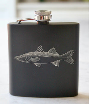 Snook Engraved Stainless Steel Flask - 6 oz.