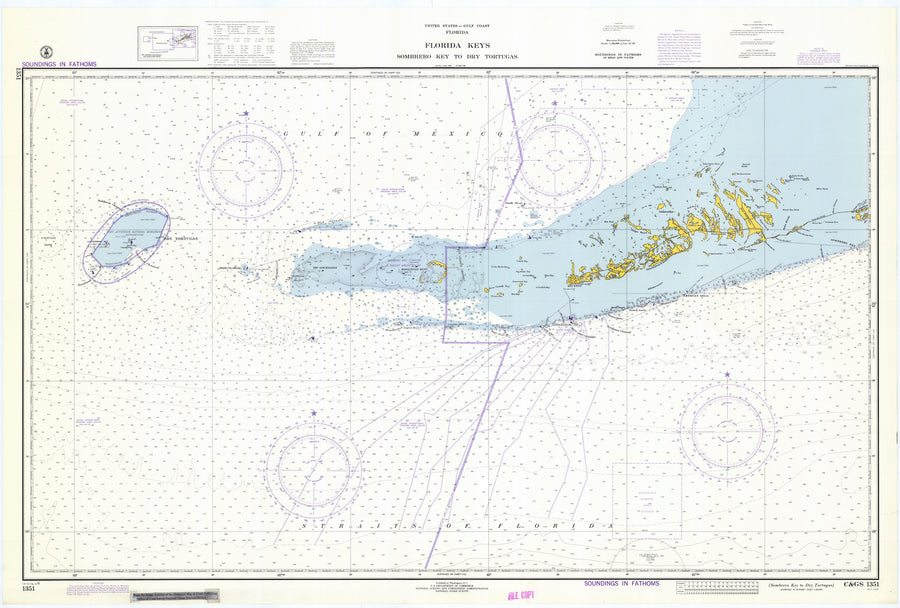 Sombrero Key to Dry Tortugas (Florida Keys) Map - 1974