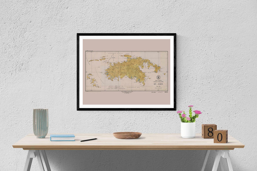 St John (USVI) Map - 1948 - Nautical Chart Print - Paper | Canvas | Metal