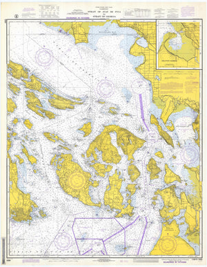 Strait ofJuan de Fuca - San Juan Islands Map - 1972 - Nautical Chart Print - Paper | Canvas | Metal