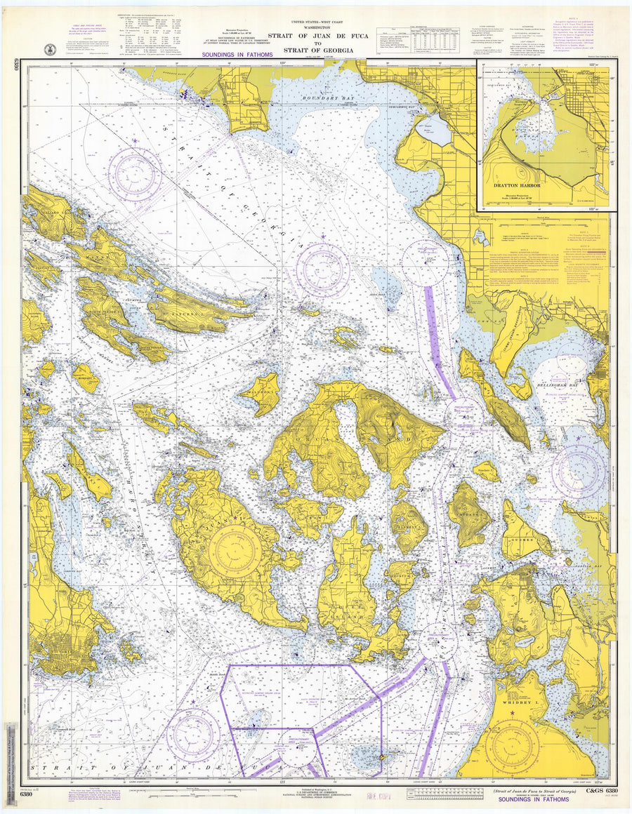 Strait ofJuan de Fuca - San Juan Islands Map - 1972 - Nautical Chart Print - Paper | Canvas | Metal