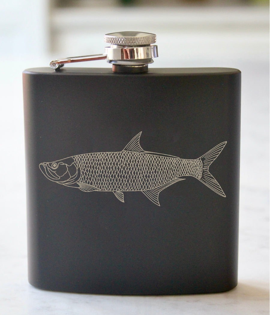 Tarpon Engraved Stainless Steel Flask - 6 oz.