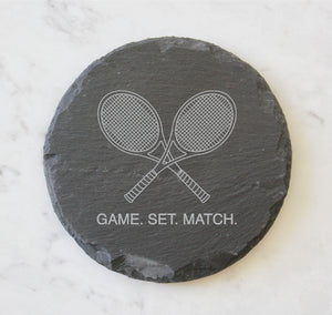 Tennis - Game. Set. Match Coaster Set (Slate or Leatherette)