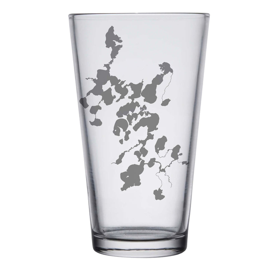 Three Lakes (WI) Map Engraved Glasses