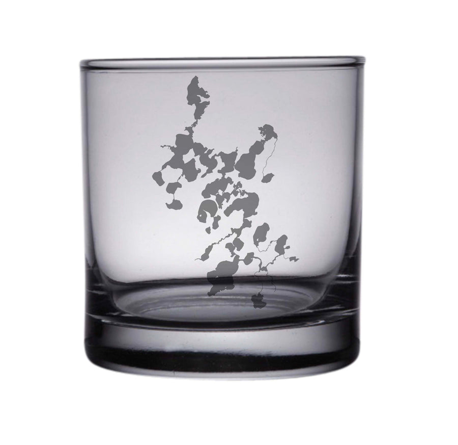 Three Lakes (WI) Map Engraved Glasses