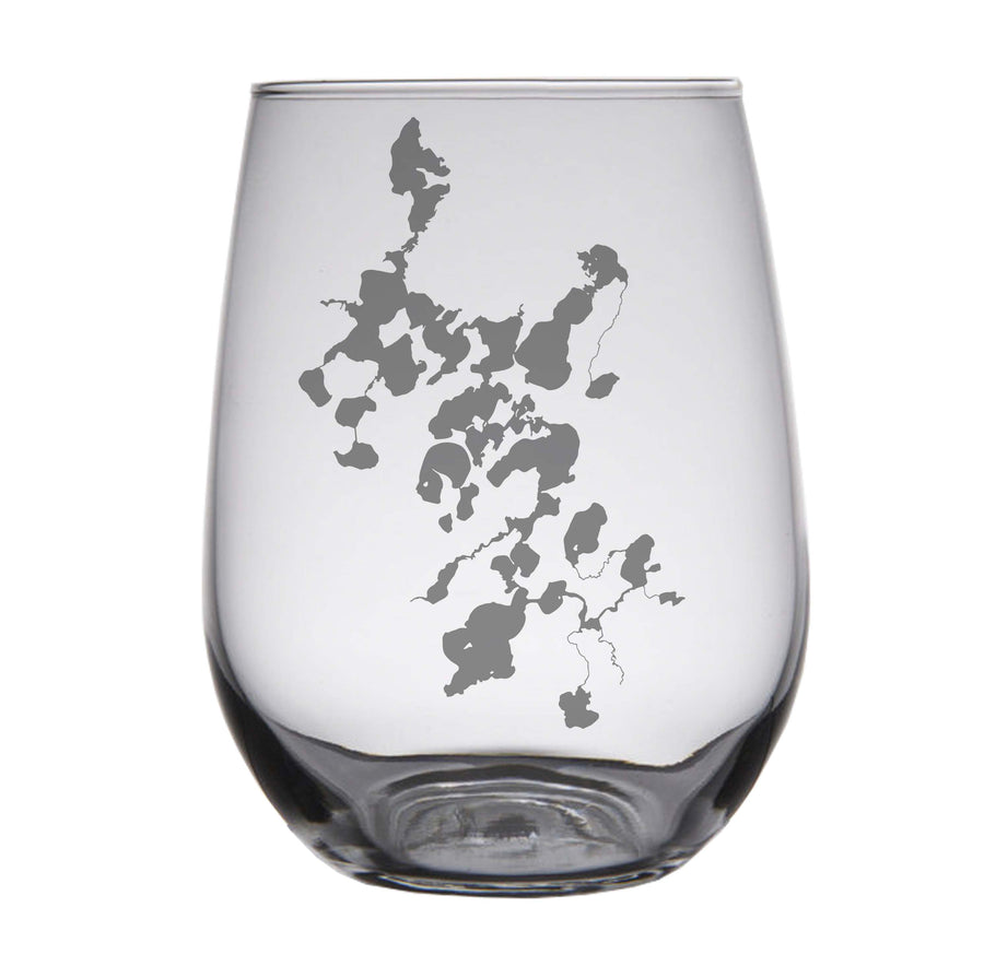 Three Lakes (WI) Map Engraved Glasses