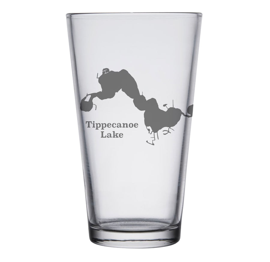 Tippecanoe Lake (IN) Map Engraved Glasses