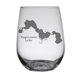 Tippecanoe Lake (IN) Map Engraved Glasses