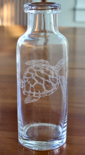 Sea Turtle Engraved Glass Carafe