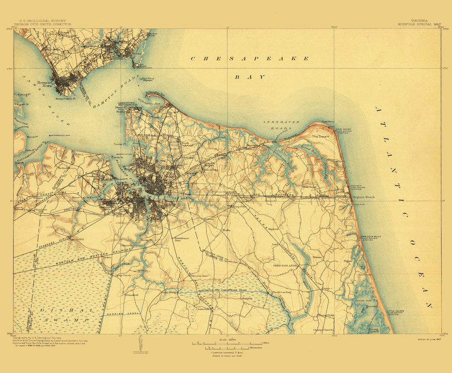 Norfolk (VA) Map - 1907