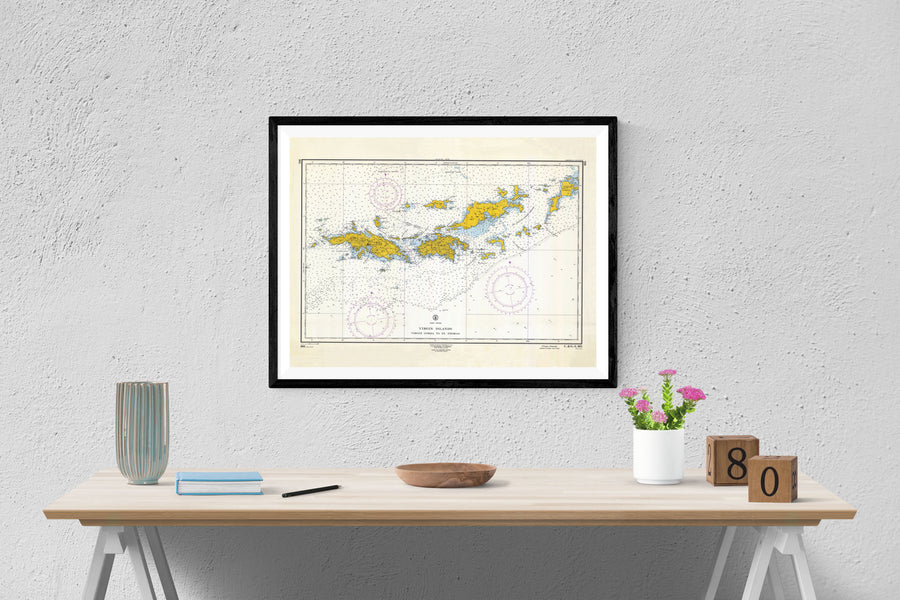 Virgin Islands Map (St Thomas to Virgin Gorda) - 1962 - Nautical Chart Print - Paper | Canvas | Metal